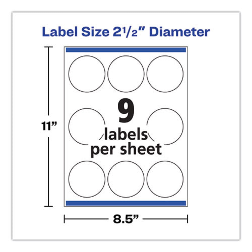 ROUND PRINT TO-THE EDGE LABELS W/ SURE FEED TECHNOLOGY - GLOSSY WHITE