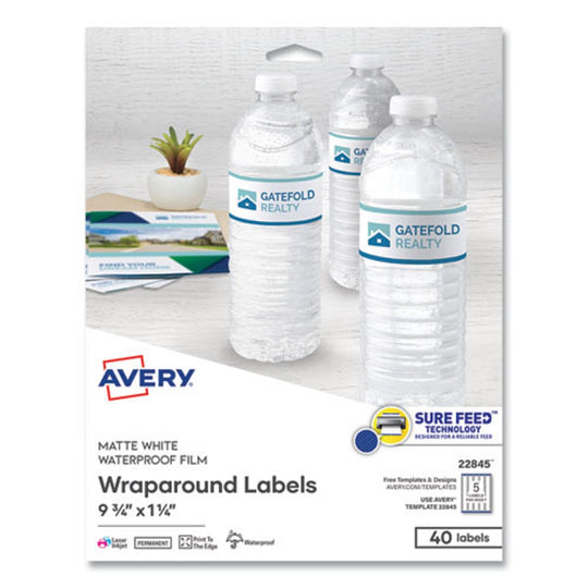 WATER-RESISTANT WRAPAROUND LABELS W/ SURE FEED - WHITE