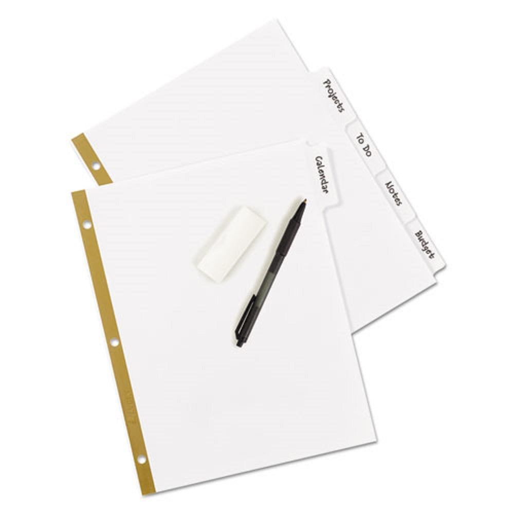 BIG TAB ERASEABLE WRITE-ON DIVIDERS - WHITE