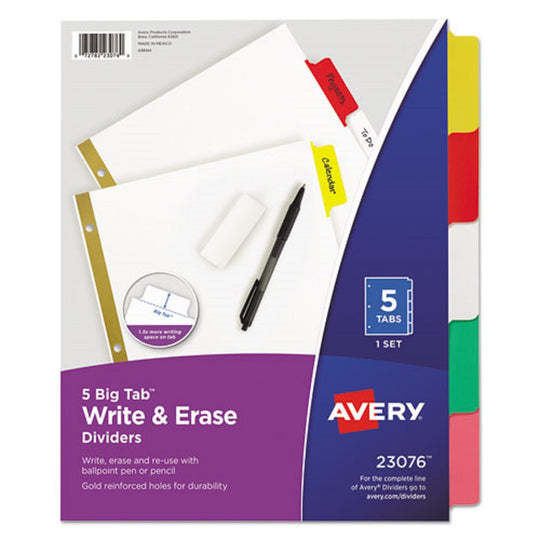 BIG TAB WRITE & ERASE DIVIDERS - MULTI-COLOR