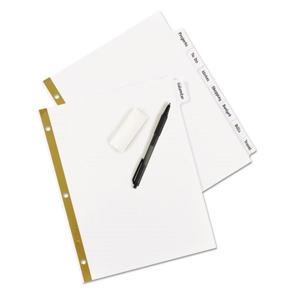 BIG TAB ERASEABLE WRITE-ON DIVIDERS - LETTER - WHITE