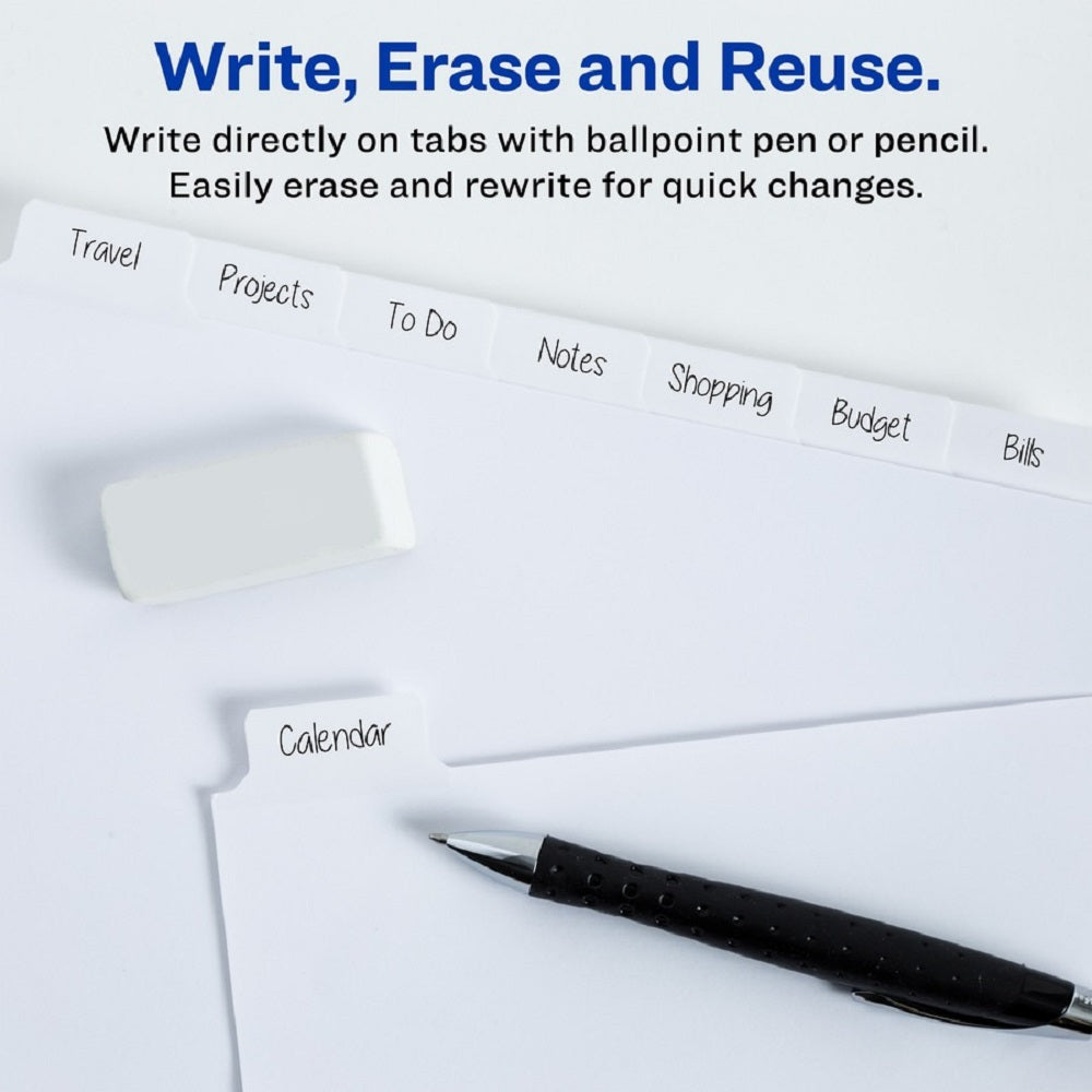 BIG TAB ERASEABLE WRITE-ON DIVIDERS - LETTER - WHITE