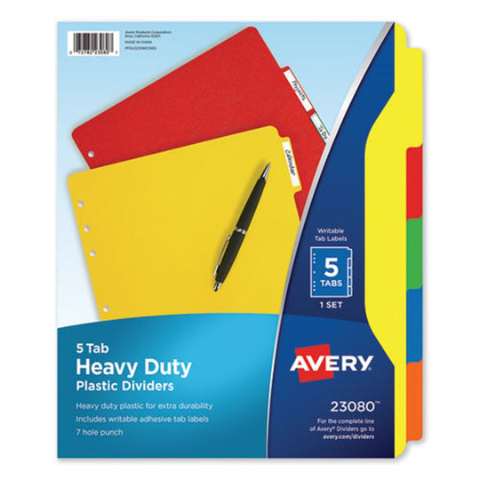 HEAVY DUTY PLASTIC DIVIDERS W/MULTICOLOR TABS - 1/SET