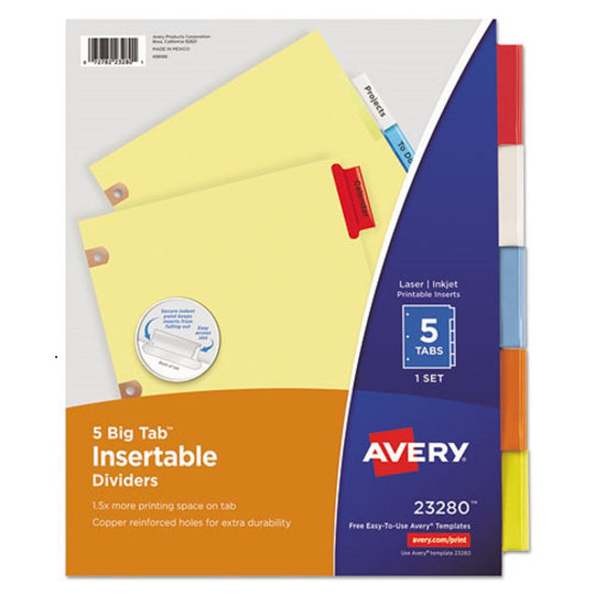 INSERTABLE BIG TAB DIVIDERS, 5 TAB - LETTER