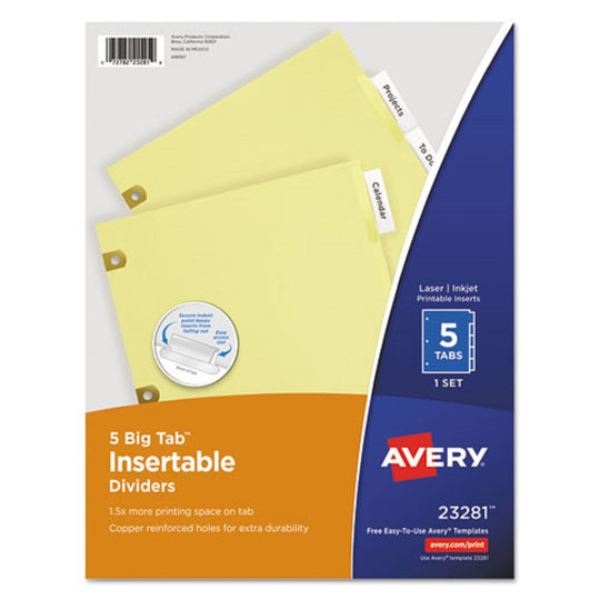 INSERTABLE BIG TAB DIVIDERS - 5 TAB - LETTER