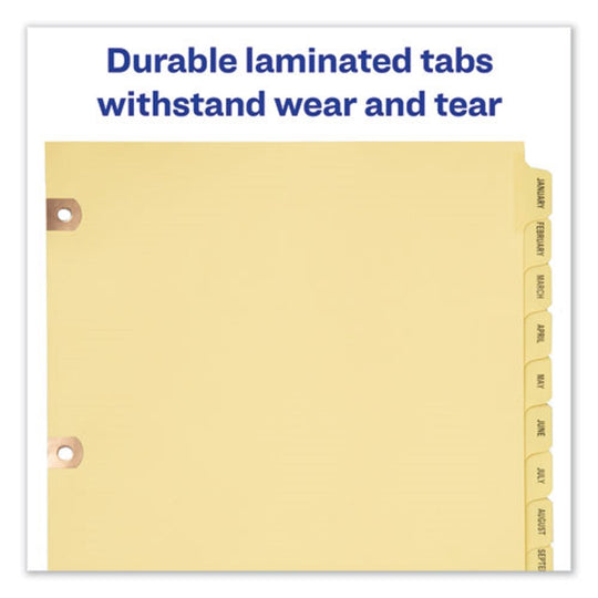 AVERY TAB DIVIDERS w/COPPER REINFORCED HOLES - 12 TAB - LETTER