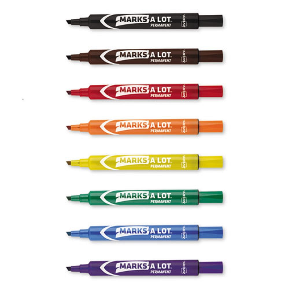 MARKS A LOT LARGE DESK-STYLE PERMANENT MARKER, BROAD CHISEL TIP - ASSORTED COLORS