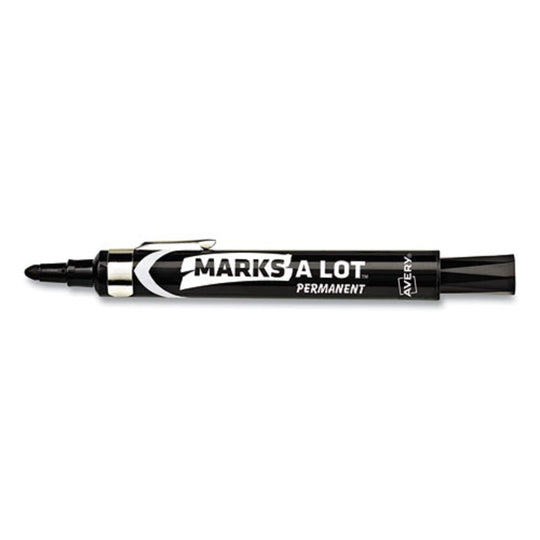 MARKS A LOT LARGE DESK STYLE PERMANENT MARKER W/ METAL POCKET CLIP - BLACK