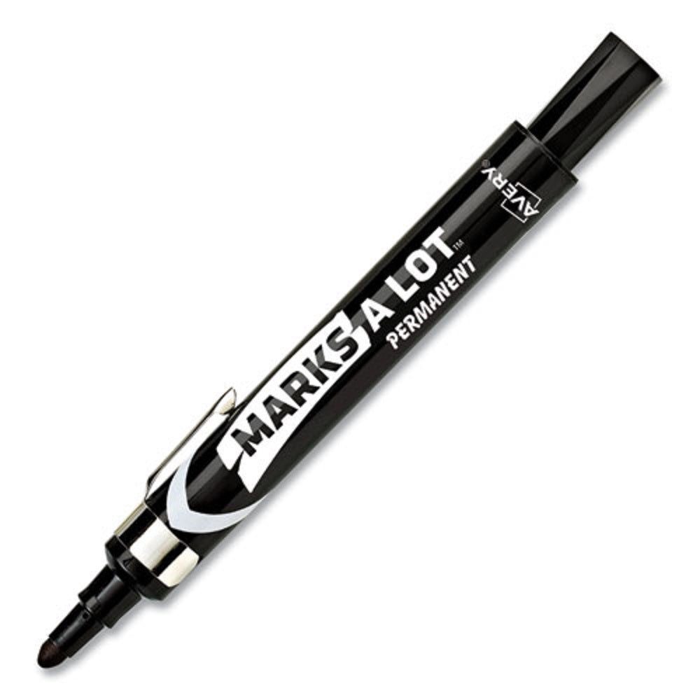 MARKS A LOT LARGE DESK STYLE PERMANENT MARKER W/ METAL POCKET CLIP - BLACK