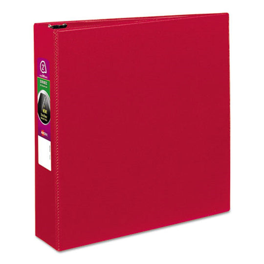 DURABLE NON-VIEW BINDER W/DURAHINGE & SLANT RINGS - RED