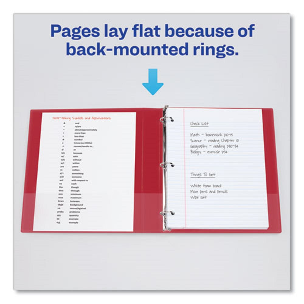 DURABLE NON-VIEW BINDER W/DURAHINGE & SLANT RINGS - RED