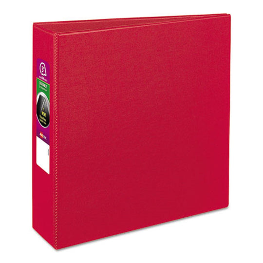 DURABLE NON-VIEW BINDER W/ DURAHINGE & SLANT RINGS - RED