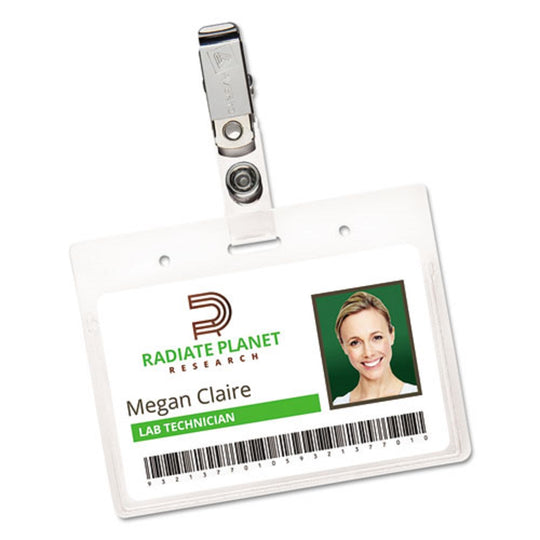 SECURE TOP CLIP STYLE BADGE HOLDERS, HORIZONTAL - CLEAR