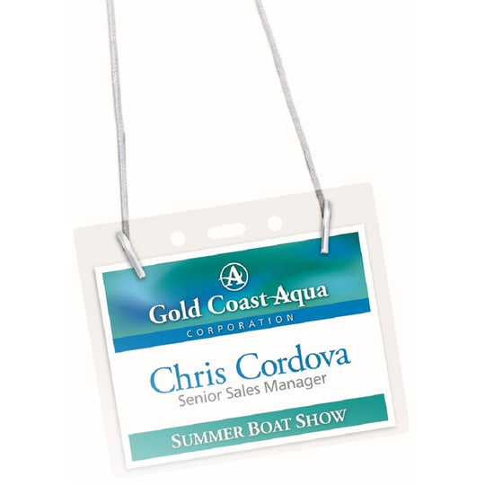 SECURE TOP HANGING-STYLE BADGE HOLDERS, HORIZONTAL - CLEAR