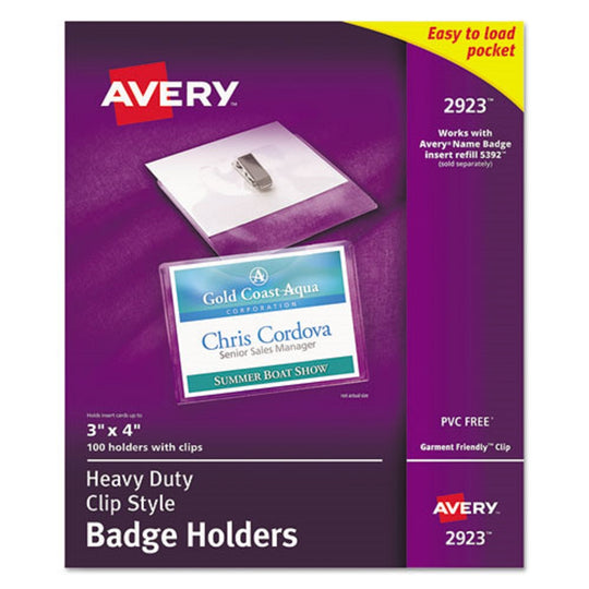 AVERY HEAVY-DUTY BADGE HOLDERS - CLIP STYLE