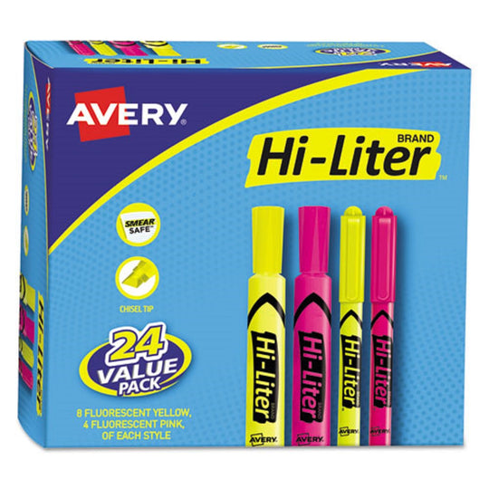 HI-LITER HIGHLIGHTER VALUE PACK, DESK/PEN STYLE COMBO - ASSORTED INK COLORS