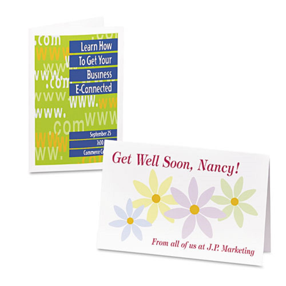 HALF-FOLD GREETING CARDS W/ MATCHING ENVELOPES, INKJET - MATTE WHITE