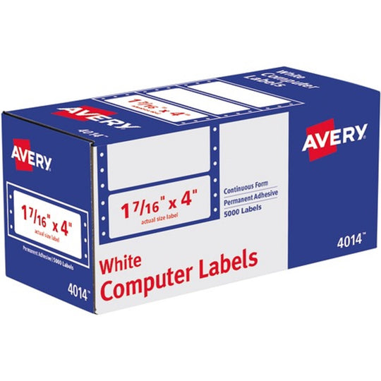 DOT MATRIX  PRINTER MAILING LABELS, PIN-FED PRINTERS - WHITE