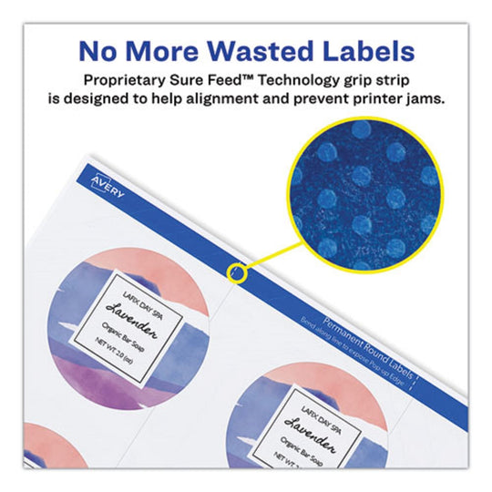 PRINTABLE SELF ADHESIVE PERMANENT ID LABELS W/ SURE FEED - WHITE