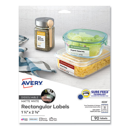 DISSOLVABLE LABELS LABELS W/ SURE FEED - WHITE