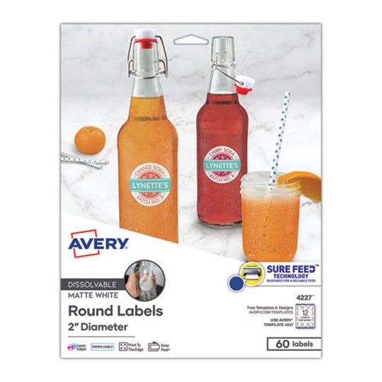 DISSOLVABLE LABELS W/ SURE FEED TECHNOLOGY - WHITE