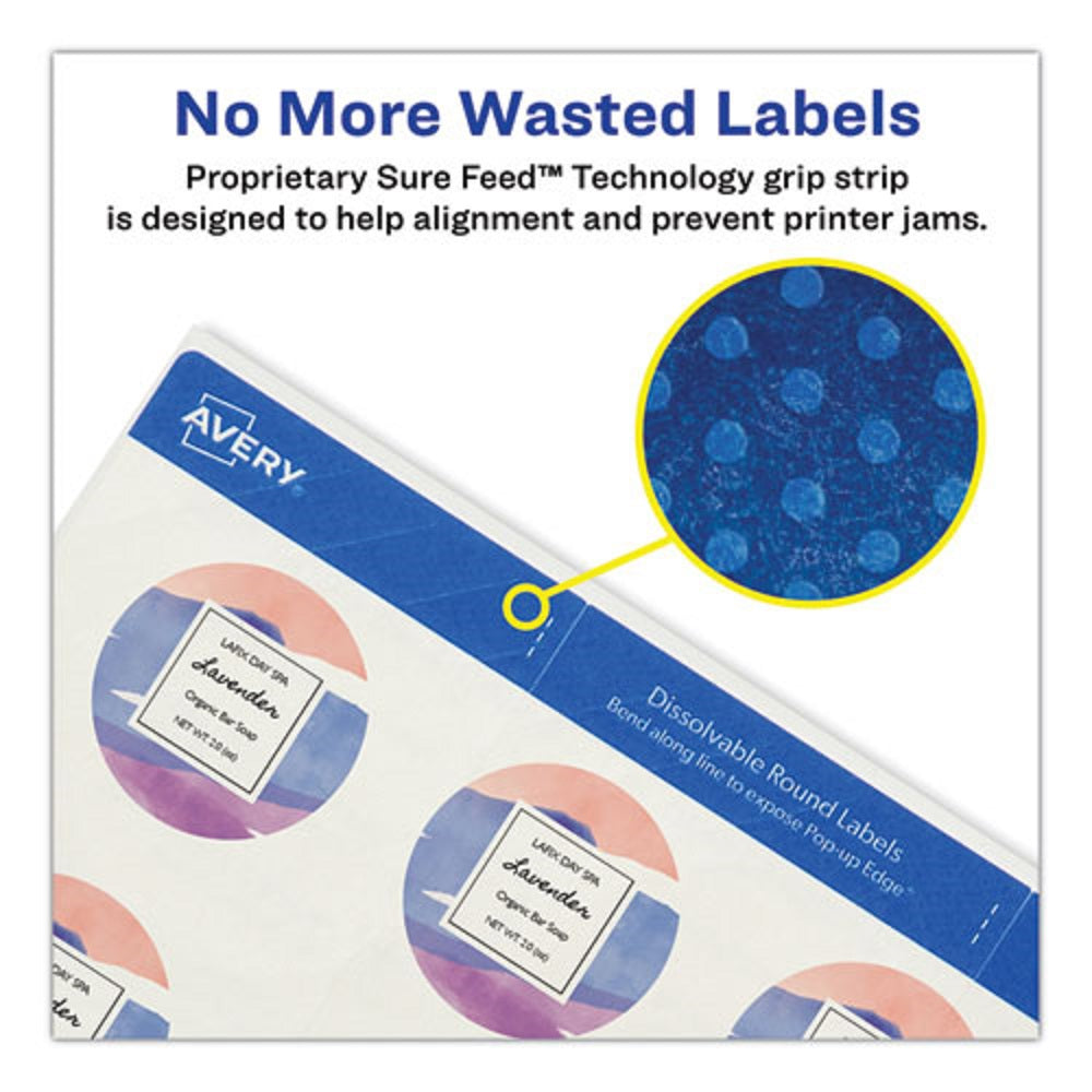 DISSOLVABLE LABELS W/ SURE FEED TECHNOLOGY - WHITE