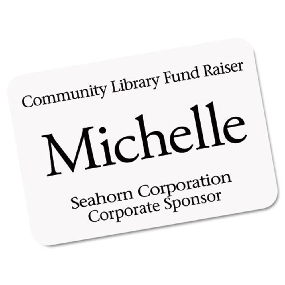 ECOFRIENDLY ADHESIVE NAME BADGE LABELS - WHITE