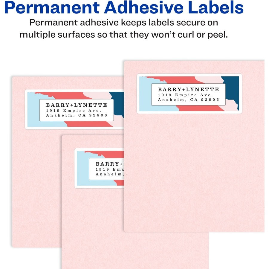 ADDRESS LABELS W/ SURE FEED TECHNOLOGY, LASER PRINTES - WHITE