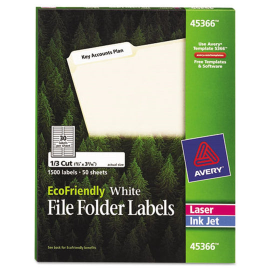 ECOFRIENDLY PERMANENT FILE FOLDER LABELS - WHITE