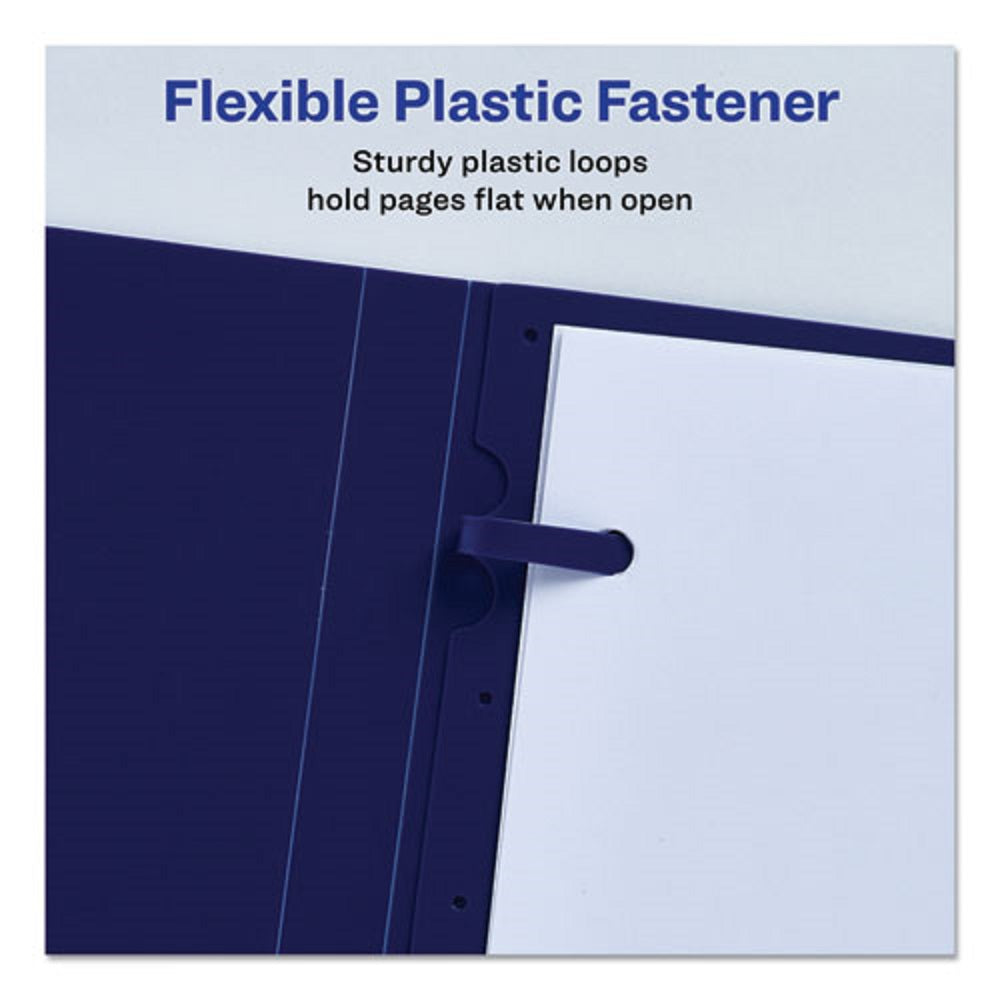 LAY FLAT VIEW REPORT COVER, FLEXIBLE FASTENER - CLEAR/ BLUE