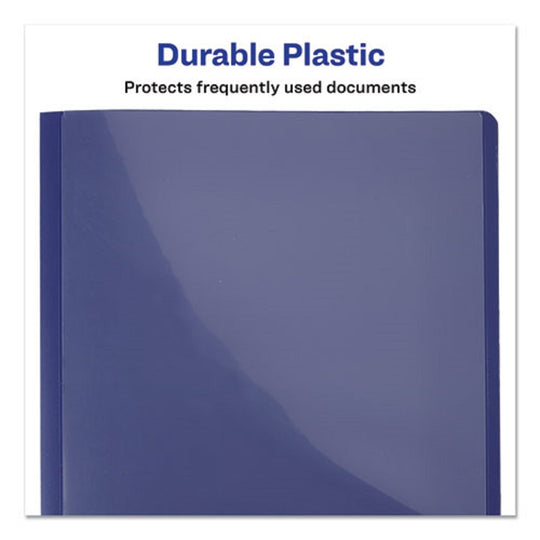 LAY FLAT VIEW REPORT COVER, FLEXIBLE FASTENER - CLEAR/ BLUE