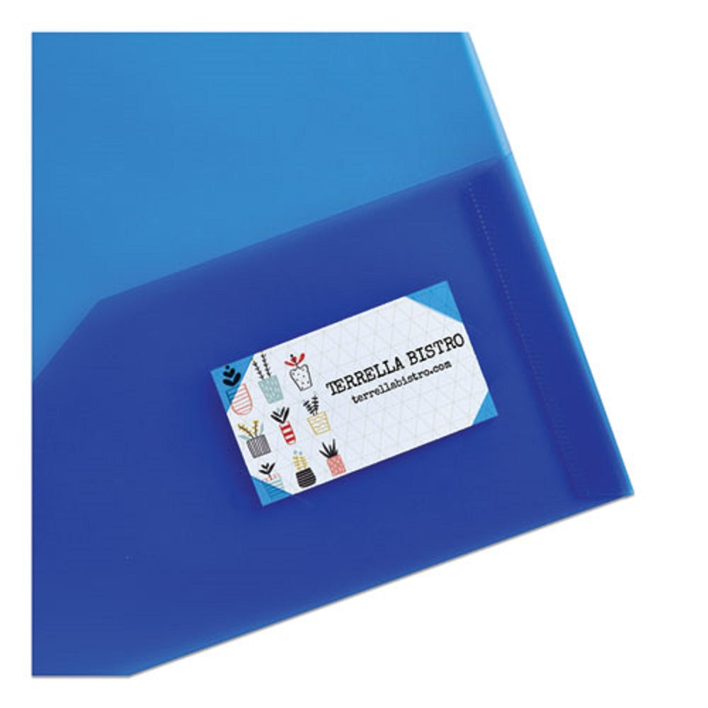 PLASTIC TWO POCKET FOLDER - TRANSLUCENT BLUE