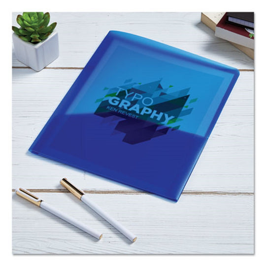 PLASTIC TWO POCKET FOLDER - TRANSLUCENT BLUE