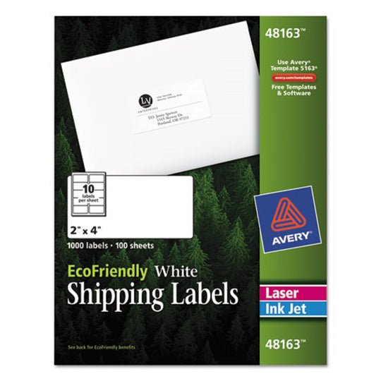 ECOFRIENDLY MAILING LABELS - INKJET/LASER PRINTERS - WHITE