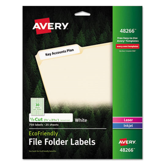 ECOFRIENDLY PERMANTENT FILE FOLDER LABELS - WHITE