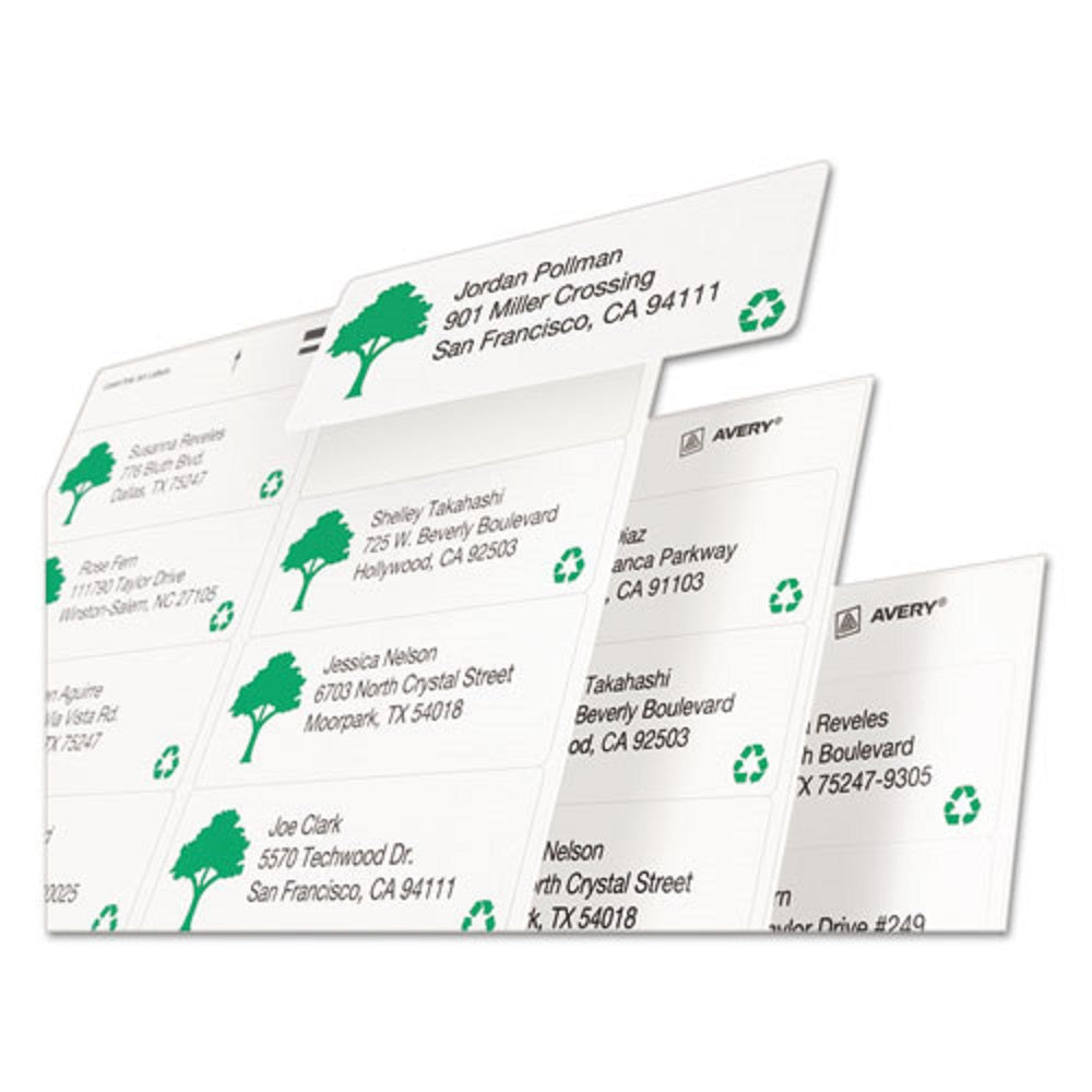 ECOFRIENDLY MAILING LABELS - INKJET/LASER PRINTERS - WHITE