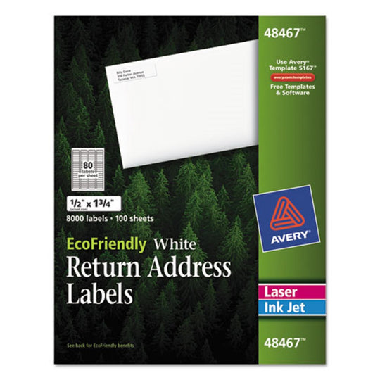 ECOFRIENDLY MAILING LABELS - INKJET/LASER PRINTERS - WHITE