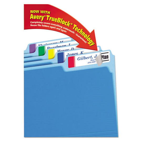 EXTRA LARGE TRUE BLOCK FILE FOLDER LABELS W/ SURE FEED TECHNOLOGY - WHITE