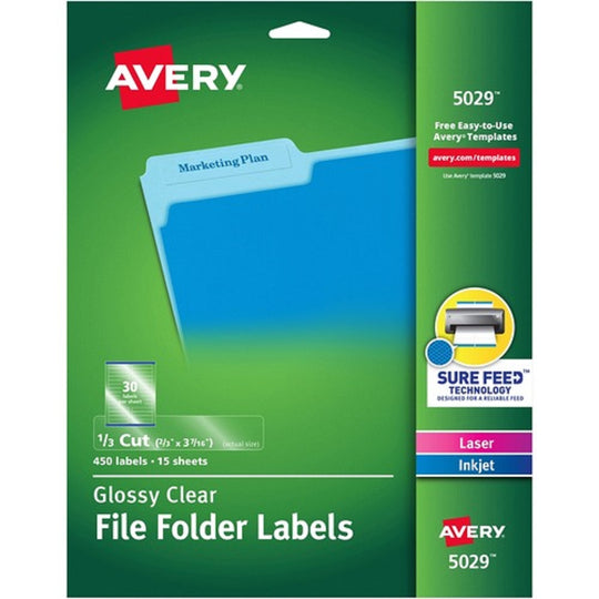 PERMANET FILE FOLDER LABELS W/ SURE FEED TECHNOLOGY - CLEAR