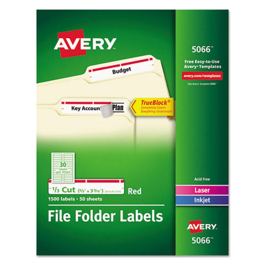 PERMANENT TRUEBLOCK FILE FOLDER LABELS W/ SURE FEED TECHNOLOGY - WHITE