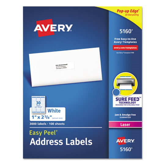 REPOSITIONABLE ADDRESS LABELS W/ SUREFEED - LASER  - WHITE