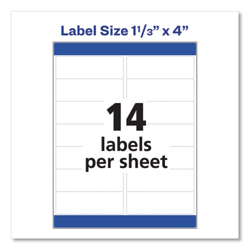 AVERY Easy Peel White Address Labels w/ Sure Feed Technology, Laser Printers, 1.33 x 4, White, 14/Sheet