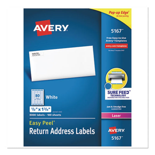 EASY PEEL RETURNADDRESS LAVELS W/ SURE FEED TECHNOLOGY - WHITE