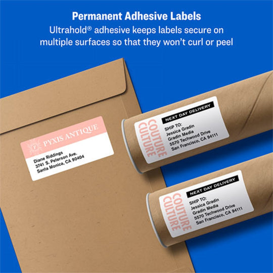 SHIPPING LABELS W/ TRUEBLOCK TECHNOLOGY - LASER PRINTERS - WHITE