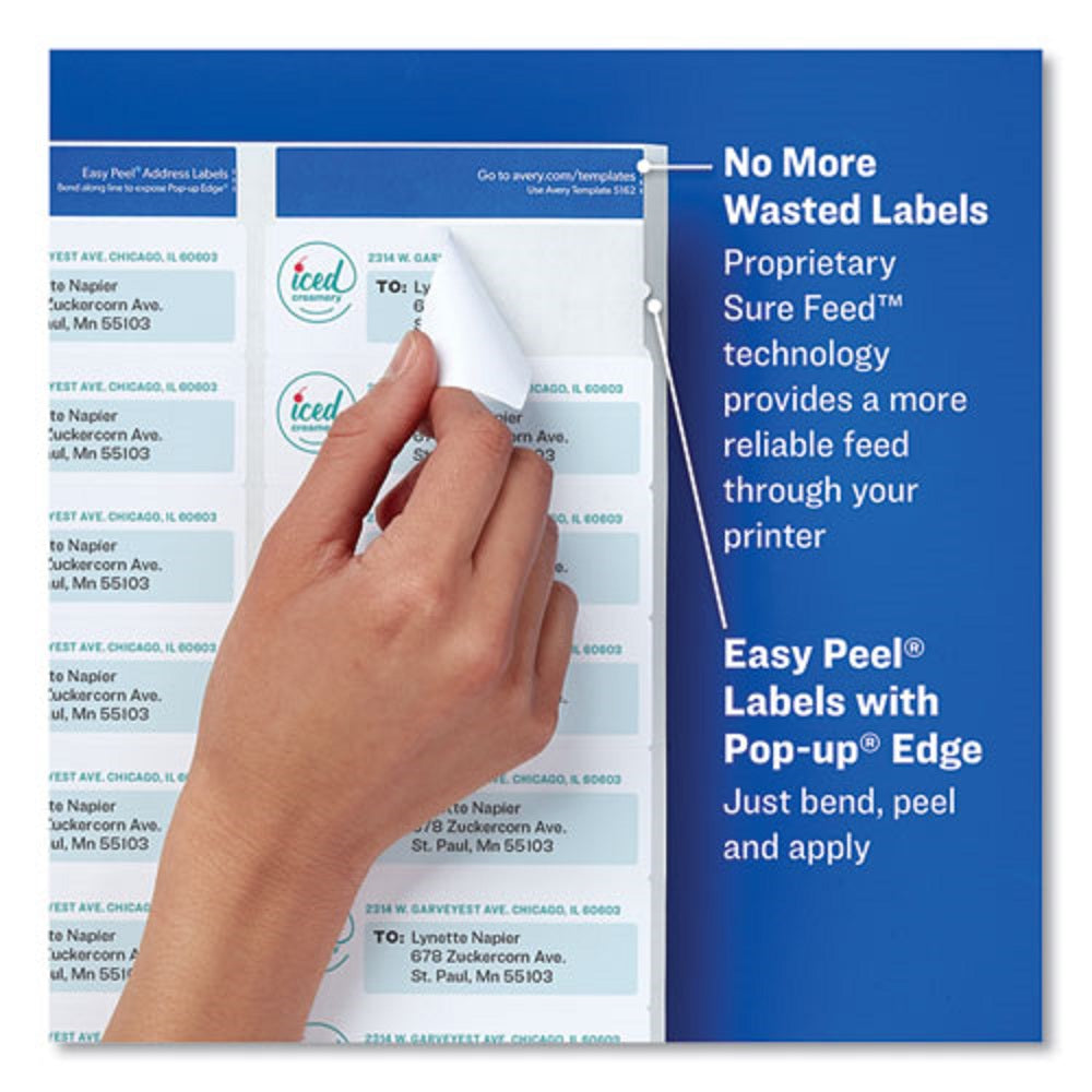 EASY PEEL WHITE ADDRESS LABELS W/SURE FEED TECHNOLOGY, LASER PRINTERS - WHITE