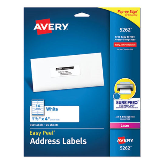 EASY PEEL WHITE ADDRESS LABELS W/ SURE FEED TECHNOLOGY, LASER PRINTERS - WHITE