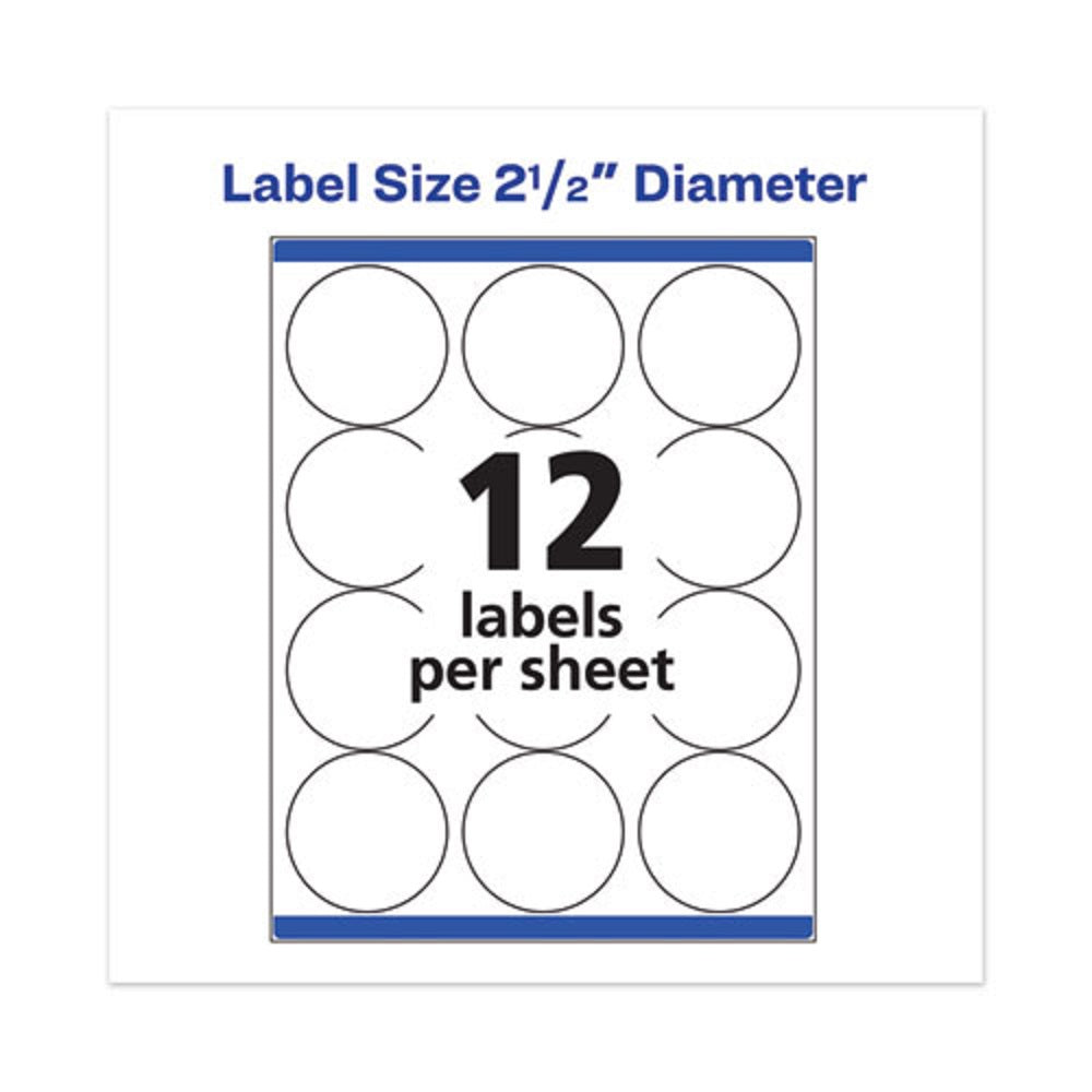 ROUND HIGH VISIBILITY LABELS - 1 2/3" DIAMETER - WHITE