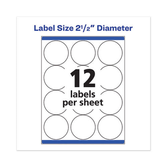 ROUND HIGH VISIBILITY LABELS - 1 2/3" DIAMETER - WHITE