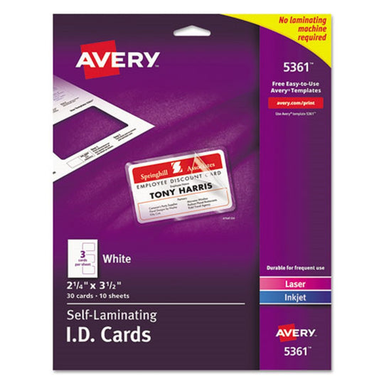 LAMINATED ID CARDS, LASER/ INKJET PRINTERS - WHITE