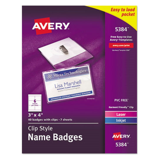 AVERY LASER, INKJET LASER/INKJET BADGE INSERT - WHITE / CLEAR